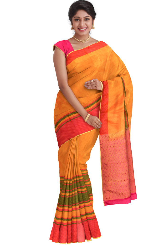 Silk Cotton Saree – Saffron